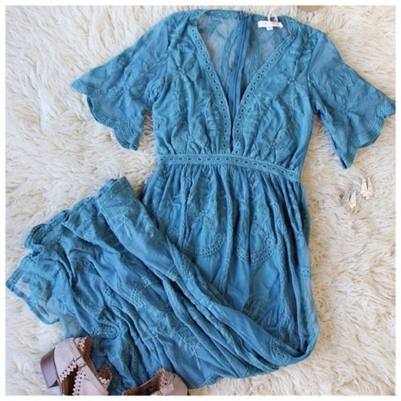 🔮5-star Teal Boho Goddess Lace Maxi Romper - Picture 7 of 8
